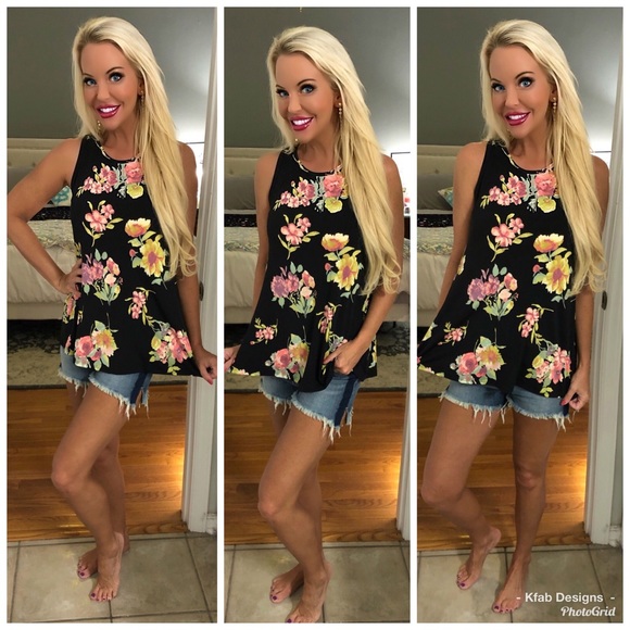 ❤️LAST 1!  Floral Racer Back Trapeze Tunic - Picture 2 of 5